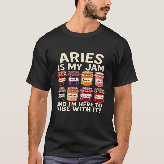 おひつじ座は私のジャム おもしろ占星術十二宮サインジャーG Tシャツ (正面)