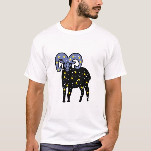 おひつじ座ギャラクシー ラムTシャツ - 激しいおひつじ座のエネルギー Tシャツ (正面)