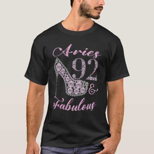 おひつじ座92歳の誕生日おめでとう スパーキングなハイヒール Tシャツ (正面)