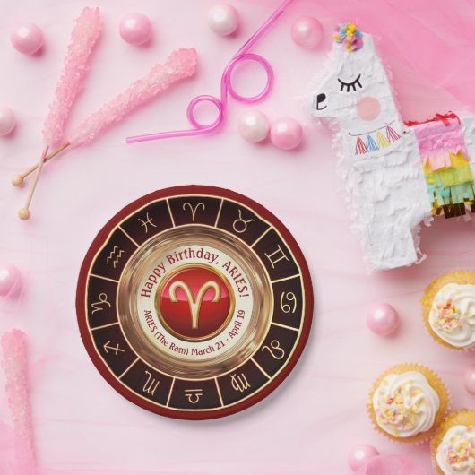 おひつじ座 – ラム記占星術の号 ペーパープレート (パーティー)