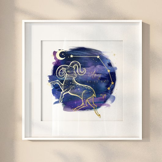 おひつじ座 ラム 十二星座 カスタム 誕生日 箔ポスター