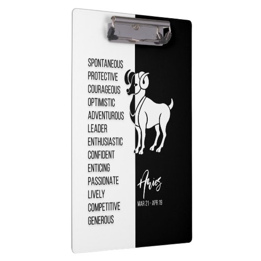 おひつじ座〔占星術の〕十二宮図 – 白黒クリップボードに署名 クリップボード (右)