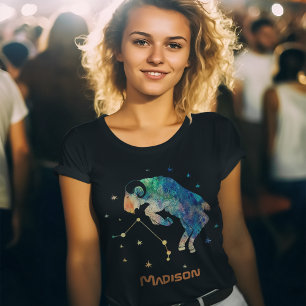 おひつじ座 星座 ゾディアック 水彩 星 ギャラクシー Tシャツ