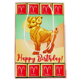 おひつじ座 - 誕生日おめでとう　ミディアムギフトバッグ ミディアムペーパーバッグ