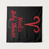 おひつじ座 赤と黒 占星術 十二星座 パーティー 背景 タペストリー (正面(横))