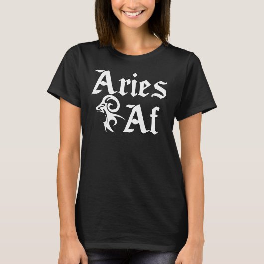 おひつじ座AF おもしろ 十二宮 激しい性格 牡羊座 シルエット Tシャツ (正面)
