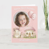 おひとり様の写真入りネズミの3歳の誕生日カード カード (正面)