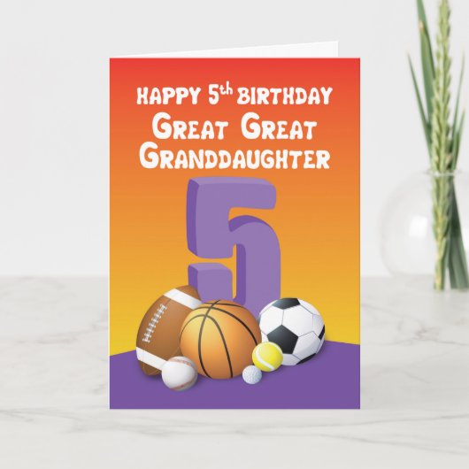 おひめさま5歳の誕生日スポーツボール カード (正面)