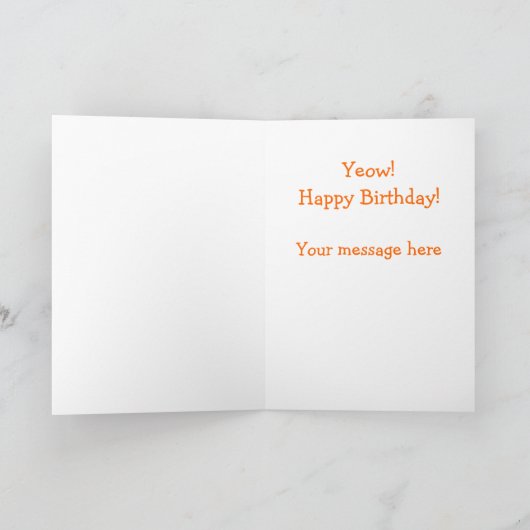 おびえた漫画猫おもしろいハッピーバースデーテンプレート カード (内部)