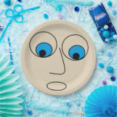 おびえた笑わされる男性の漫画顔デザイン ペーパープレート (パーティー)