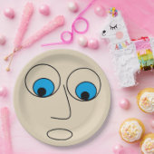 おびえた笑わされる男性の漫画顔デザイン ペーパープレート (パーティー)