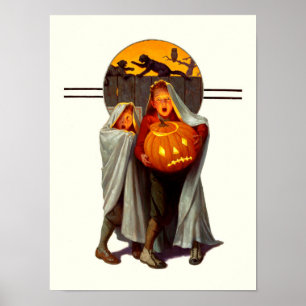 おびえているヴィンテージハロウィンはポスターをからかいます ポスター