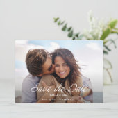 おふざけ ハッピー フォト ウェディング セーブ・ザ・デート 招待状 (スタンド正面)