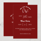 おふたりがひとつになる 白いスクリプト ワインレッド セーブ・ザ・デート 招待状 (正面/裏面)