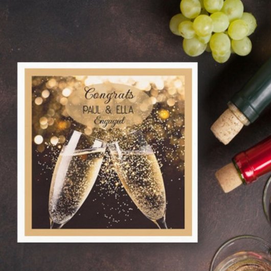 おふたりのエンゲージメントをお祝い！パーティーのナプキン！ スタンダードカクテルナプキン