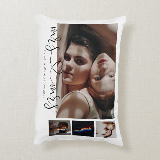 おふたりの写真を使ったハート型ゲイウェディングピロー アクセントクッション (裏面(縦))