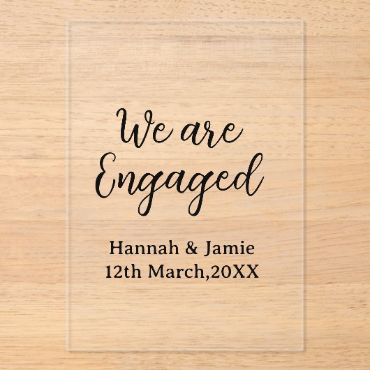 おふたりの名前と日付を美しいカリグラフィーで アクリル招待状 (正面)