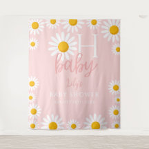 おべびピンクデイジー ベビーシャワーフォトブース背景