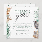 おぼっちゃまサファリ動物ベビーシャワー感謝カード (正面/裏面)