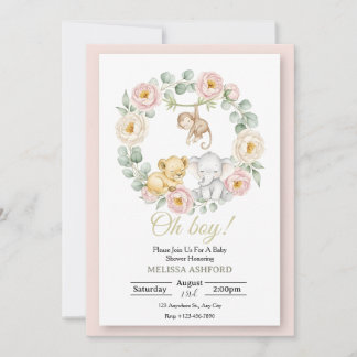 おぼっちゃまベビーシャワー招待状 | サファリ動物たち 招待状