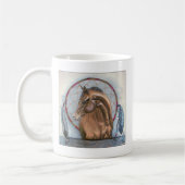 "おぼろげな"馬および夢のキャッチャーのオリジナルの芸術 コーヒーマグカップ (左)