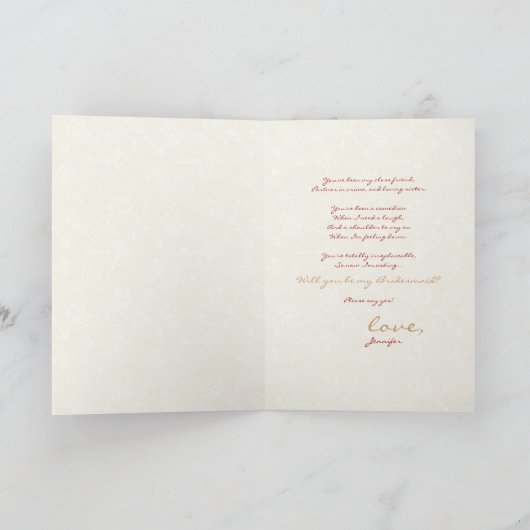 「おまえは私の花嫁のメイドになるかい？」 お客様のカラーと金ゴールド 招待状 (内部)