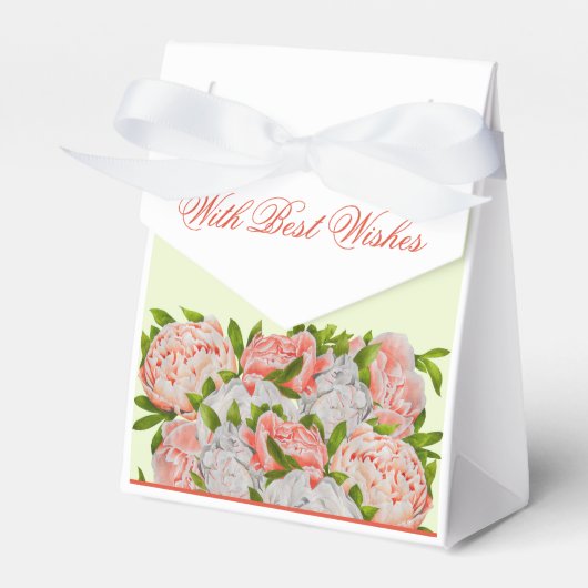 おまかせの芍薬のデザインが施されたギフトボックス フェイバーボックス (正面サイド)