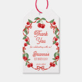 おまけのチェリーのリボン飾りがかわいい誕生日パーティー ギフトタグ (正面)