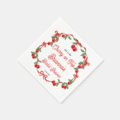 おまけのチェリーのリボン コケティー ブライダルシャワー スタンダードカクテルナプキン (角)