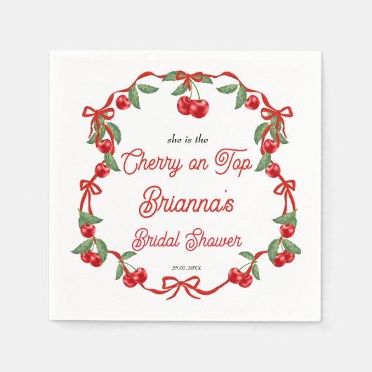 おまけのチェリーリボン コケッタ ブライダルシャワー スタンダードカクテルナプキン (正面)