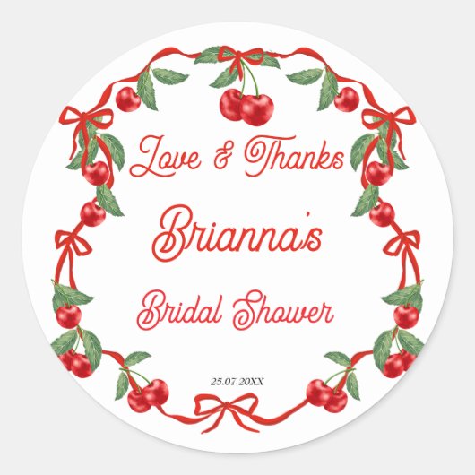 おまけのチェリーリボン コケッタ ブライダルシャワー ラウンドシール (正面)