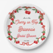おまけのチェリー リボン コケッタ ブライダル シャワー ペーパープレート (正面)