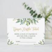 おむつくじチケット グリーン - シンプルな緑の葉 招待状 (スタンド正面)