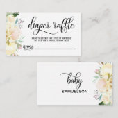 おむつくじチケット 花柄 ピンク アイボリー ベビーシャワー エンクロージャーカード (正面/裏面)