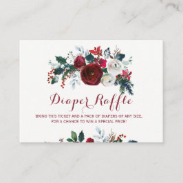 おむつくじ冬の芍薬ベビーシャワー挿入カード エンクロージャーカード