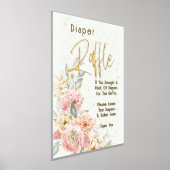 おむつくじ ベビーシャワー ブラッシュピンク アイボリー ピオニー 箔ポスター (レイダウン)