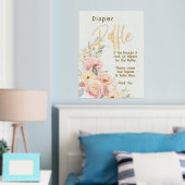 おむつくじ ベビーシャワー ブラッシュピンク アイボリー ピオニー 箔ポスター (インサイチュ (寝室))