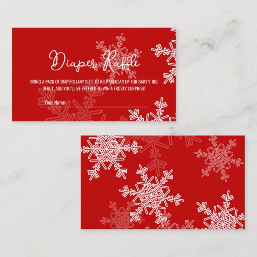 おむつくじ　ミニマリスト　赤　雪の結晶模様 エンクロージャーカード (正面/裏面)