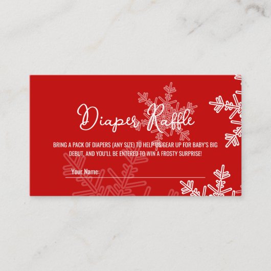 おむつくじ　ミニマリスト　赤　雪の結晶模様 エンクロージャーカード (正面)