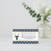 おむつくじ、森の鹿、ネイビー、グレー、ゴールド エンクロージャーカード (スタンド正面)