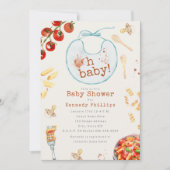 おむつとパスタの男の子ベビーシャワー 招待状 (正面)