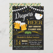 おむつとビールカップルのシャワー 招待状 (正面/裏面)