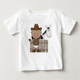 おむつのダービーのカウボーイの子馬の幼児幼児の男の子 ベビーTシャツ