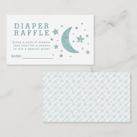 おむつのラッフルのチケットのミントは月のベビーシャワーを主演します エンクロージャーカード (正面/裏面)