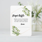 おむつのラッフルのチケットの緑の草木のエレガントなベビーシャワー エンクロージャーカード (スタンド正面)