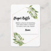 おむつのラッフルのチケットの緑の草木のエレガントなベビーシャワー エンクロージャーカード (正面)