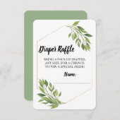 おむつのラッフルのチケットの緑の草木のエレガントなベビーシャワー エンクロージャーカード (正面/裏面)