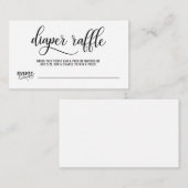おむつのラッフルのチケットの黒く及び白いベビーシャワー エンクロージャーカード (正面/裏面)