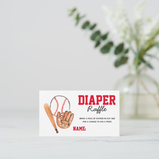 おむつのラッフルの野球のスポーツのベビーシャワーカード エンクロージャーカード (スタンド正面)