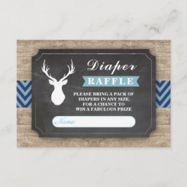 おむつのラッフルの雄鹿のベビーシャワーの素朴な男の子の青 エンクロージャーカード